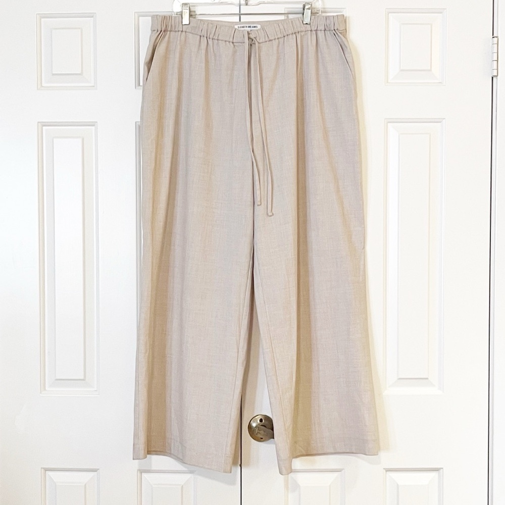 Elizabeth & James Beige Wide-Leg Elastic Waist Drawstring Pants. Size Women's XL